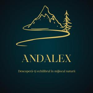 ザルネシュティにあるPensiunea Andalexの山と松の木のロゴ