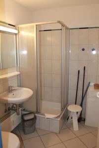 a bathroom with a shower and a sink at Ferienappartement K111 für 2-4 Personen in Strandnähe in Schönberg in Holstein
