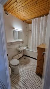ein Bad mit einem WC und einem Waschbecken in der Unterkunft Ferienwohnung L412 für 2-4 Personen an der Ostsee in Schönberg in Holstein