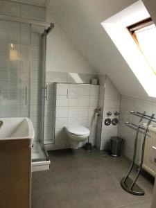 uma casa de banho com um WC e um lavatório em Jacobihof Haus 15 Wohnung 03 em Dahme