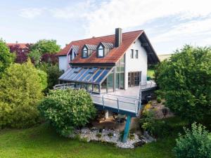 an aerial view of a house with a deck at Landvilla Diebach in Diebach