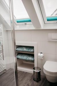 カッペルンにあるApartments Kirsebekのバスルーム(トイレ、天窓付)