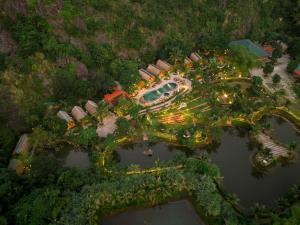 an overhead view of a resort with a swimming pool at THE GOAT BOUTIQUE RESORT in Ninh Binh