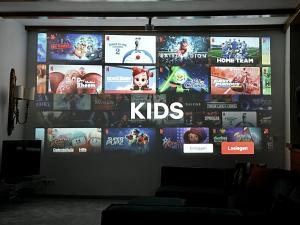 a wall with a bunch of video games on it at Villa Noho in Nonnenhorn