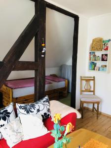 Ένα ή περισσότερα κρεβάτια σε δωμάτιο στο NEU! FeWo am Neuklostersee nähe Wismar