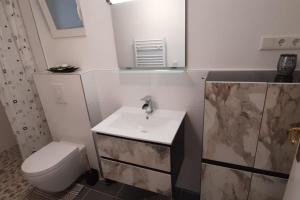 a bathroom with a sink and a toilet at NEU Ferienwohnung MONTE in Walsrode in Walsrode