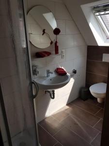 Bilik mandi di Ferienhaus Seeschwalbe 1