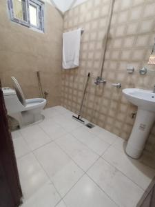 a bathroom with a toilet and a sink at The Crown in Islamabad