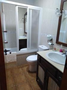 uma casa de banho com um WC e um lavatório em El Celemín em Benalup Casas Viejas