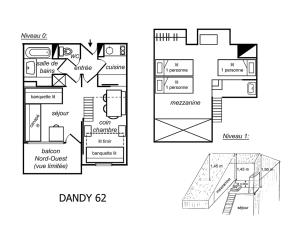 Studio Méribel, 2 pièces, 5 personnes - FR-1-182-72の見取り図または間取り図