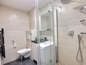 a bathroom with a shower and a toilet and a sink at Le Cosy Magny *Paris*Disney*Wifi in Magny-le-Hongre