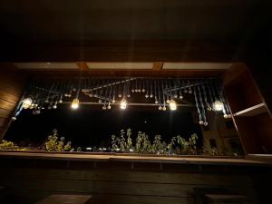 a counter with plants on it with lights at One House in Gongliao