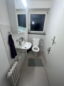 a small bathroom with a toilet and a sink at Quickmove Paffikon in Pfäffikon