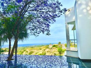 a view of the ocean from the balcony of a house at Marbella Boutique Art suites in Marbella