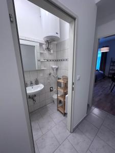 een badkamer met een wastafel en een toilet bij Cozy Homes Vienna in Wenen