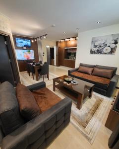 a living room with a couch and a table at Ice Dream Apartmani in Kopaonik