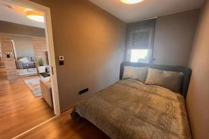 1 dormitorio con 1 cama y sala de estar en Glamorous Apartment in Budapest, Hungary, en Budapest
