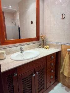 ein Bad mit einem Waschbecken und einem Spiegel in der Unterkunft Fantástico Dúplex Vista Bahia in El Astillero