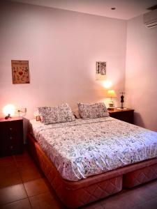 a bedroom with a bed with two night stands and two lamps at Flat Plaza de España BCN in Barcelona