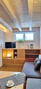 uma sala de estar com um sofá e uma televisão em Apartments Amelie Kaunerberg -1- em Kaunerberg