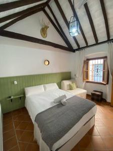 1 dormitorio con 1 cama grande en una habitación en Casita Gazul, en Alcalá de los Gazules