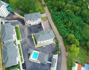 an overhead view of a building with a roof at Jamaica Bookings in Montego Bay