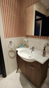 bagno con lavandino e specchio di Quiet 1BDRM with FREE and secured Garage in Iztok a Sofia