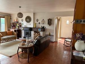 uma sala de estar com um sofá e uma lareira em Casa da Bonança Ofir em Fão