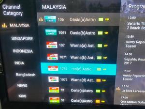 a television screen with the names of different countries at RIZQI HOMESTAY Sungai Siput with Wifi! Islamic Guest Only! in Kampong Rimba Panjang