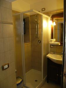 a bathroom with a shower and a sink at Locanda del Ponte B&B in Balsorano Vecchio +148 photos