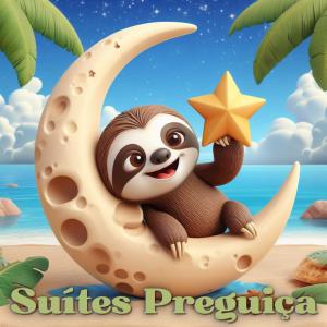 a sloth sitting on the moon holding a star at Suítes Preguiça in Canoa Quebrada