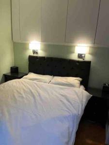 ロンドンにあるKensington apartmentのベッドルーム1室(ベッド1台、ライト2つ付)