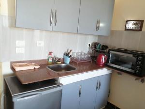 a kitchen with a sink and a microwave at Cecelia Resort Hurghada in Hurghada
