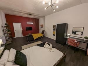 Ένα ή περισσότερα κρεβάτια σε δωμάτιο στο Cozy 1 Bed Apartment with Kitchen in Town