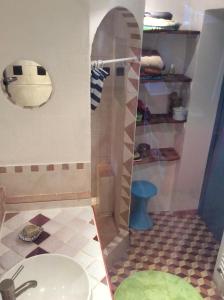 a bathroom with a shower and a sink at les Muriers in Lamastre