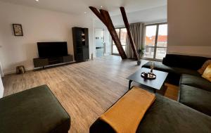 โทรทัศน์และ/หรือระบบความบันเทิงของ Ferienresidenzen Marktplatz - exklusive Ferienwohnungen mit Fahrstuhl