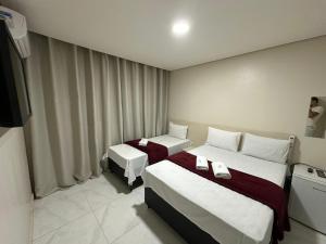 a hotel room with two beds and a television at Hotel Flex Tatuapé in São Paulo