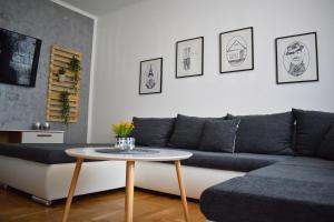 a living room with a couch and a table at BorLu apartman in Ðakovo