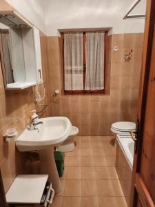 a bathroom with a sink and a toilet at Appartamenti Bice Abetone in Abetone