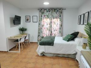 A bed or beds in a room at Estudios El Quijote