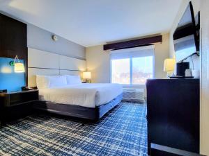 Holiday Inn - Belcamp - Aberdeen Area, an IHG Hotel في Belcamp: غرفه فندقيه بسرير ونافذه