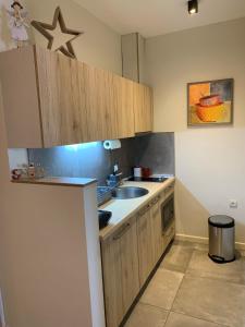 eine Küche mit einer Spüle und einer Arbeitsplatte in der Unterkunft Apartment Župa 111, Župa Wellness & Spa, Kopaonik in Kopaonik