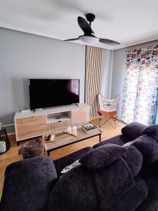 sala de estar con sofá y TV de pantalla plana en APARTAMENTO TURISTICO EL CANALIZO, en Candelario