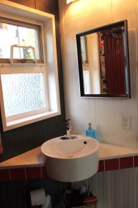 a bathroom with a sink and a mirror at Private Bright Modern Studio! Queen bed ! in Victoria