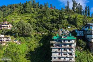 a building on the side of a hill at Hotel Snowflake in Nārkanda