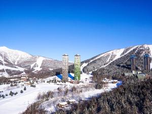 a ski resort in the middle of a snowy mountain at White House ホワイト ハウス in Shimukappu