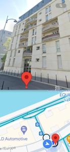 a screenshot of a google maps view of a building at Room cosycosy in Clichy