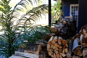 un gruppo di piante accanto a una catasta di tronchi di LCO-Resort a Takizawa