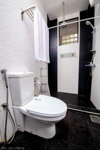 a bathroom with a white toilet and a shower at Asian House in Colombo