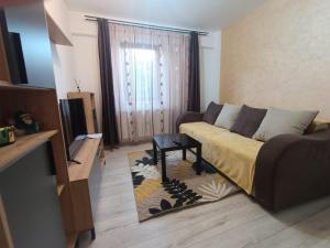 a living room with a couch and a table at Daylight Apartments Sibiu in Sibiu